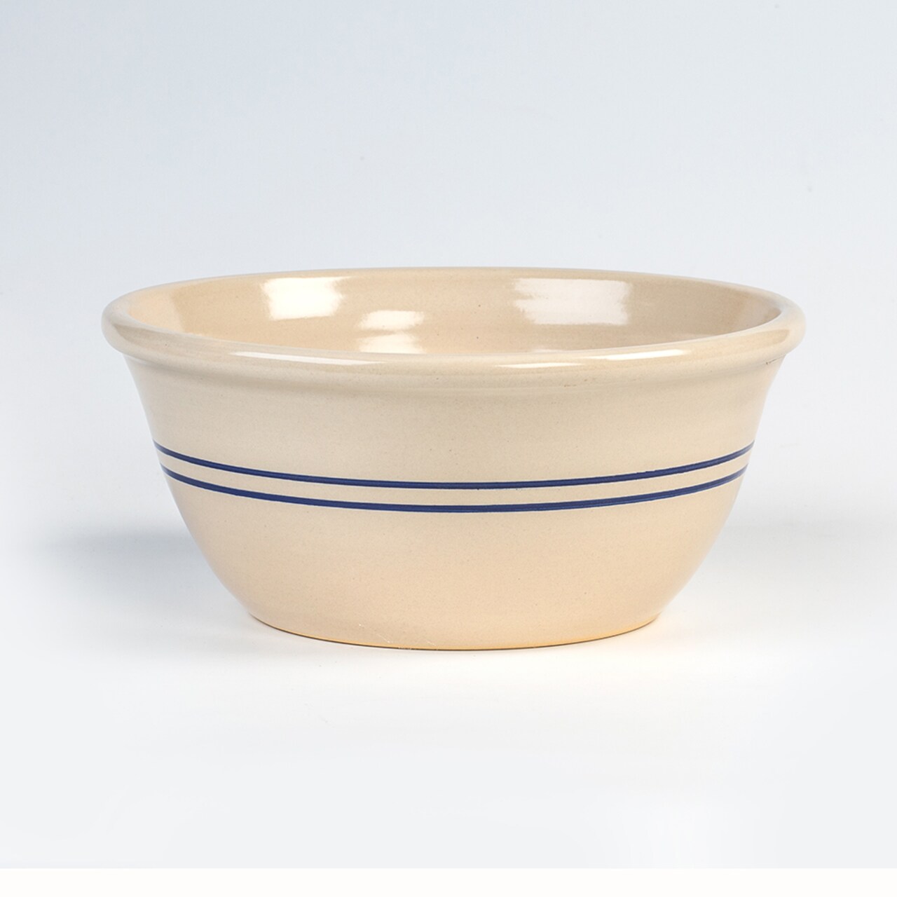 Martinez Pottery 12" Heritage Blue Stripe Stoneware Mixing Bowl